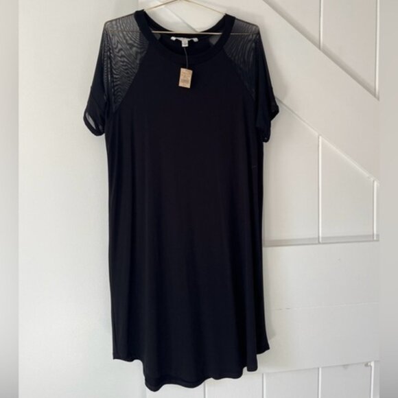 Dresses & Skirts - American Eagle Short Sleeve Dress Size XL Black Mesh Sheer Sleeves Knee Length